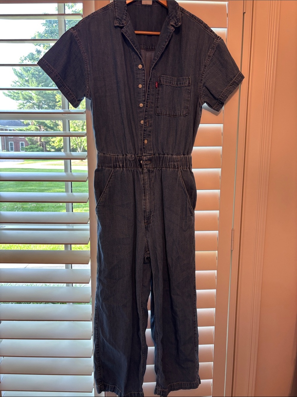 Levi's Dark Blue Short-Sleeve Denim Jumpsuit